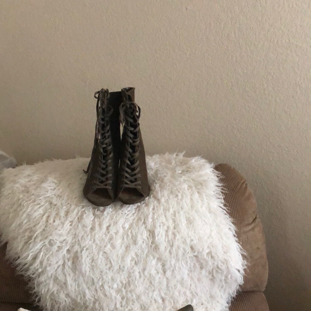 Lace open toe booties